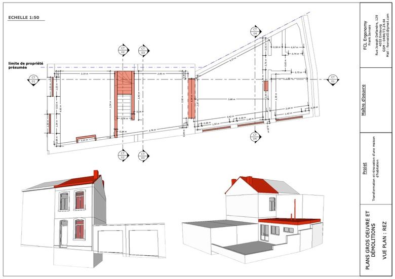 Plans gros oeuvre et démolitions avec modélisation 3D