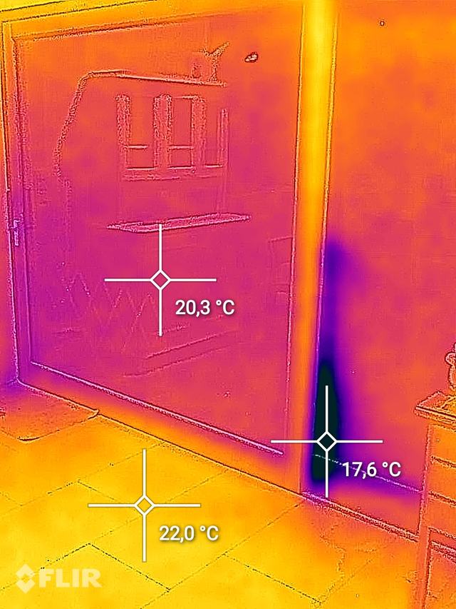 Thermographie d'une porte fenêtre coulissante